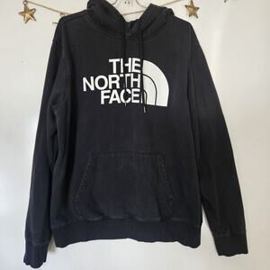 North Face Mens Vintage Large Hooded Sweatshirt Pockets Y2K Logo Gorpcore Grunge